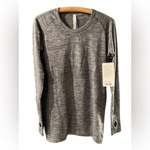 Lululemon Swiftly Tech Long Sleeve Crew Shirt 12 Heathered Slate/White Yoga Top